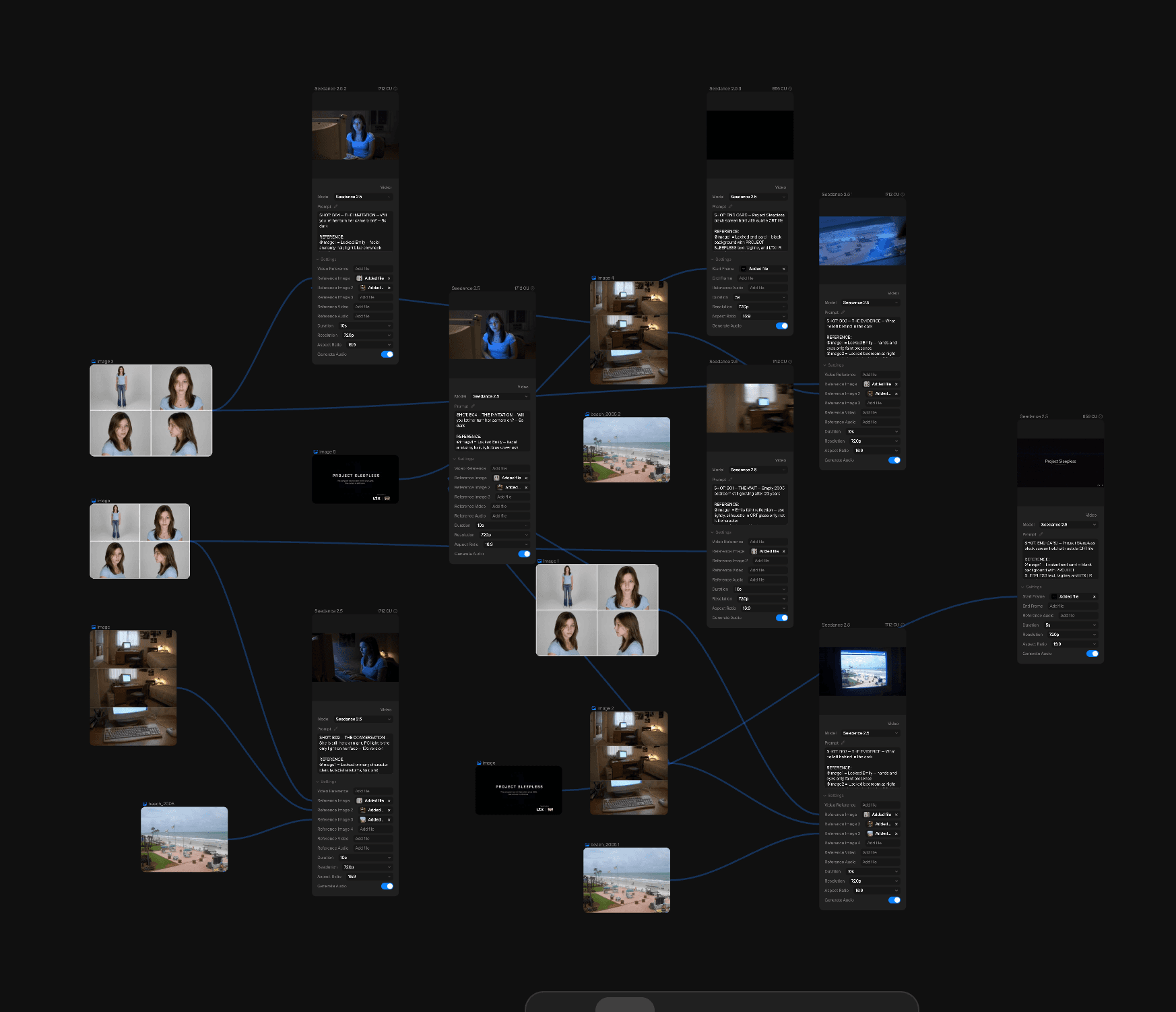 Seedance 2.5 node graph for the trailer.